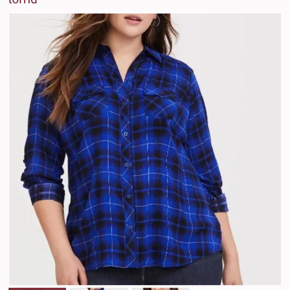 Torrid Blue Plaid Button Down